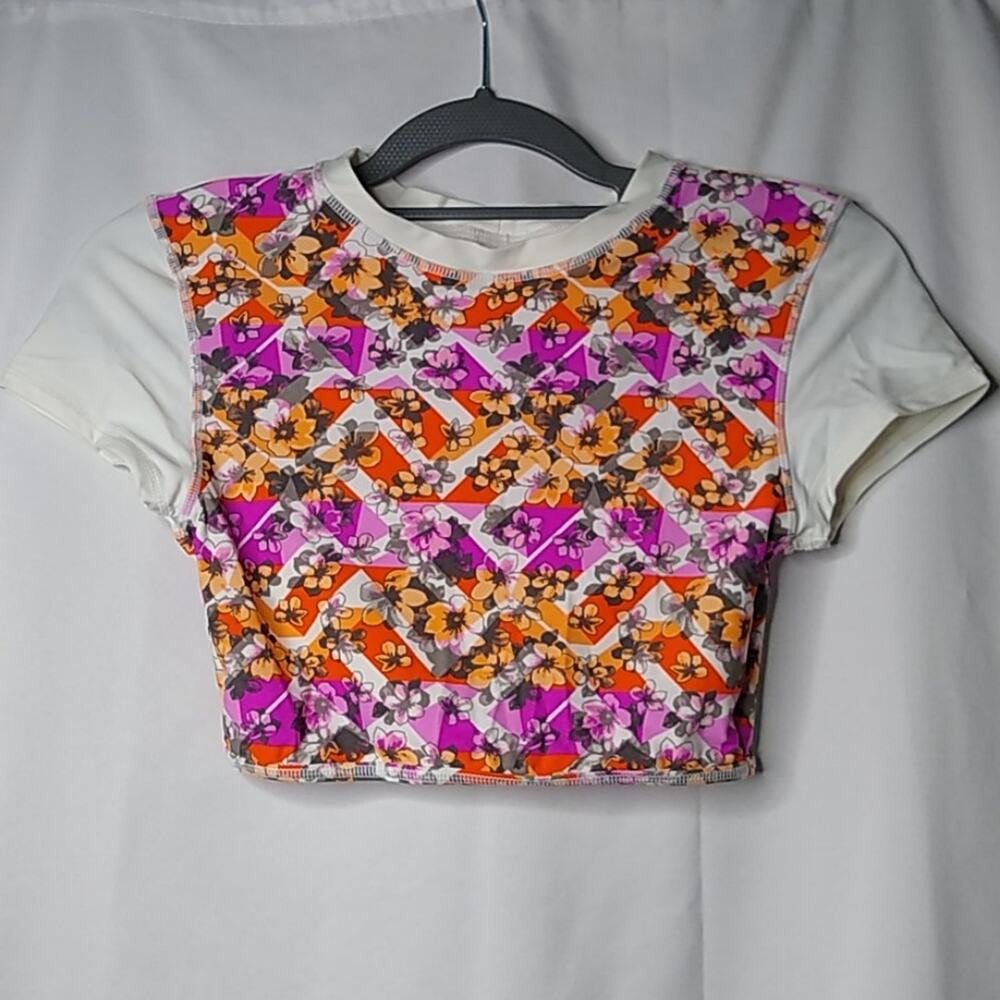 BP Colorblock Floral Swim Top Rash Guard Junior Sm